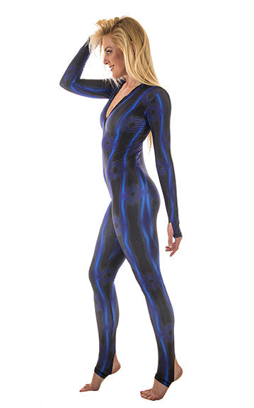 SlipIns Electric Blue Wave Front Zippered Diveskin