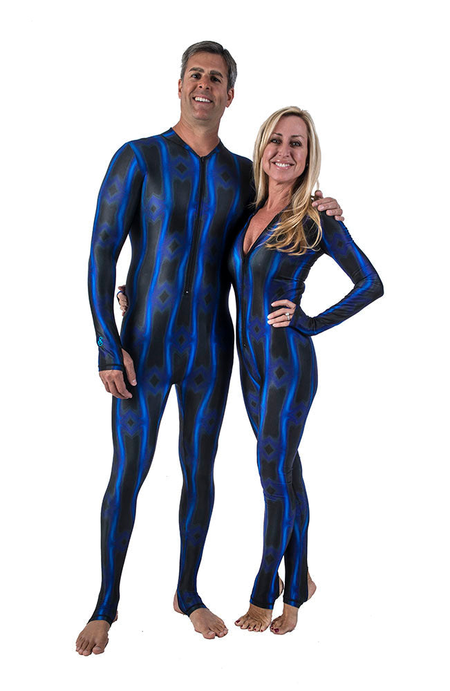 SlipIns Electric Blue Wave Front Zippered Diveskin