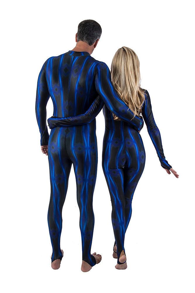 SlipIns Electric Blue Wave Front Zippered Diveskin