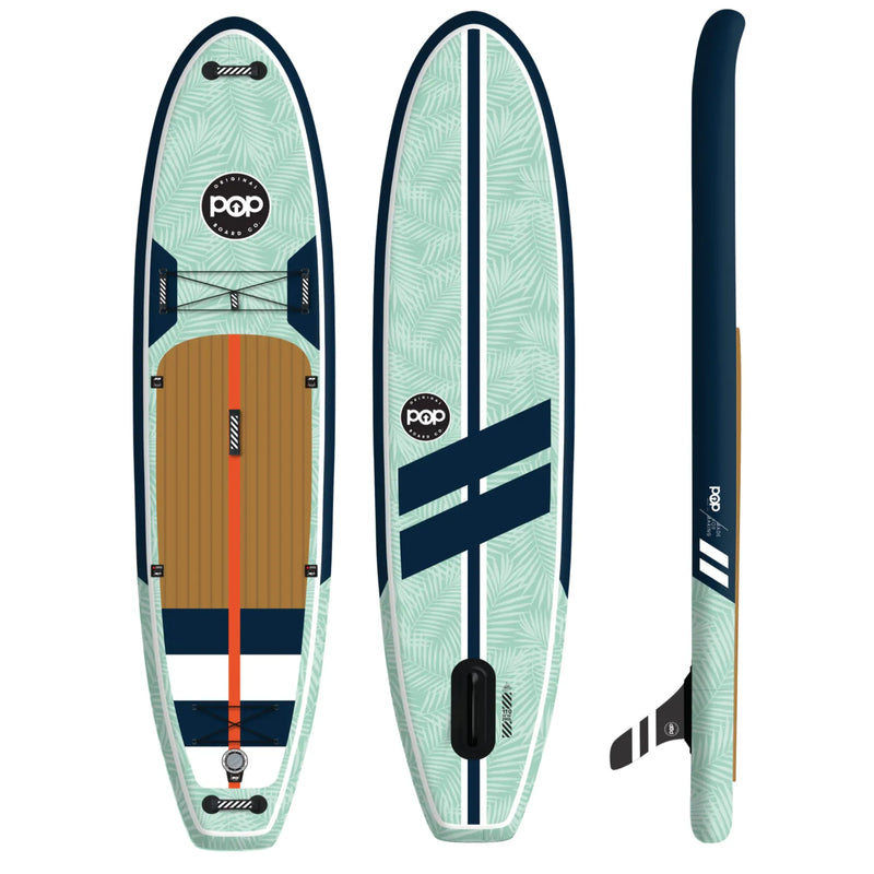 POP Board Co. 11'0 Yacht Hopper Inflatable Touring SUP - Mint/Teak/Blue